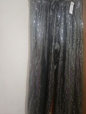Lane Bryant Black Sequin Wide Leg Pants